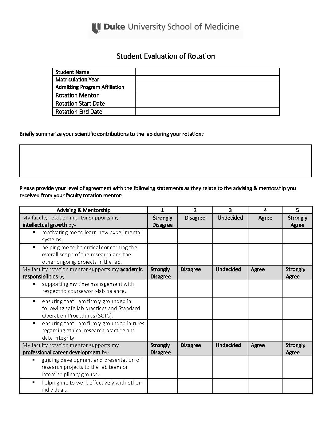 Student Evaluation of Rotation page 1