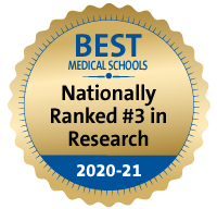 Seal: Best Medical Schools Nationally Ranked #3 in research 2020-21