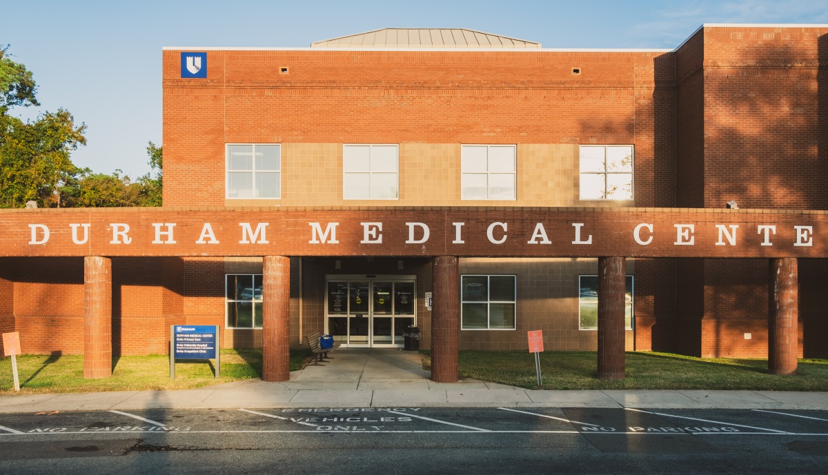 exterior of building that says "Durham Medical Center"