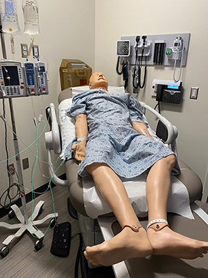 simulation of a patient with an IV