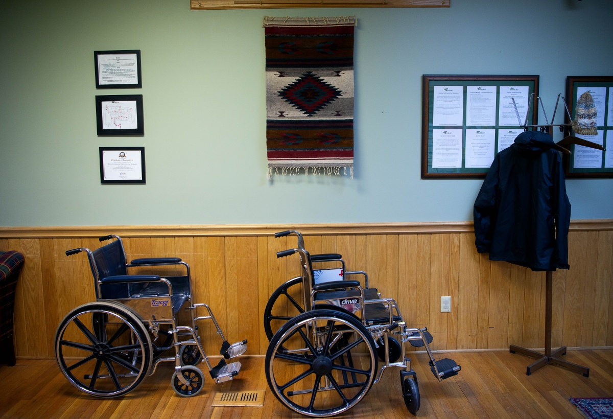 hallway in the clinic, two wheelchairs