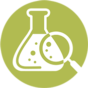 Research Icon (flask and magnifying glass)