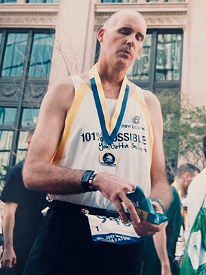 man after running a marathon