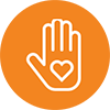 Volunteering Icon - flat hand with a heart in the palm