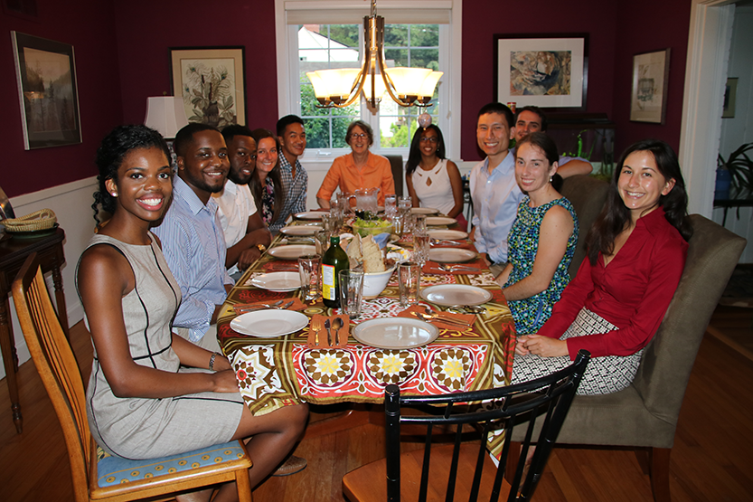 PCLT students having dinner at Dr. Sheline's house