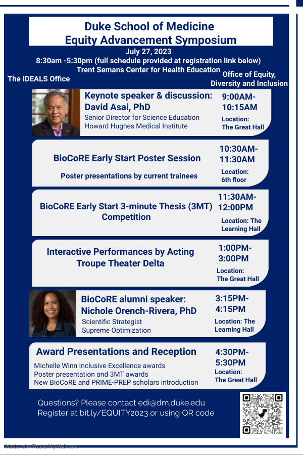 A list of events happening at the symposium