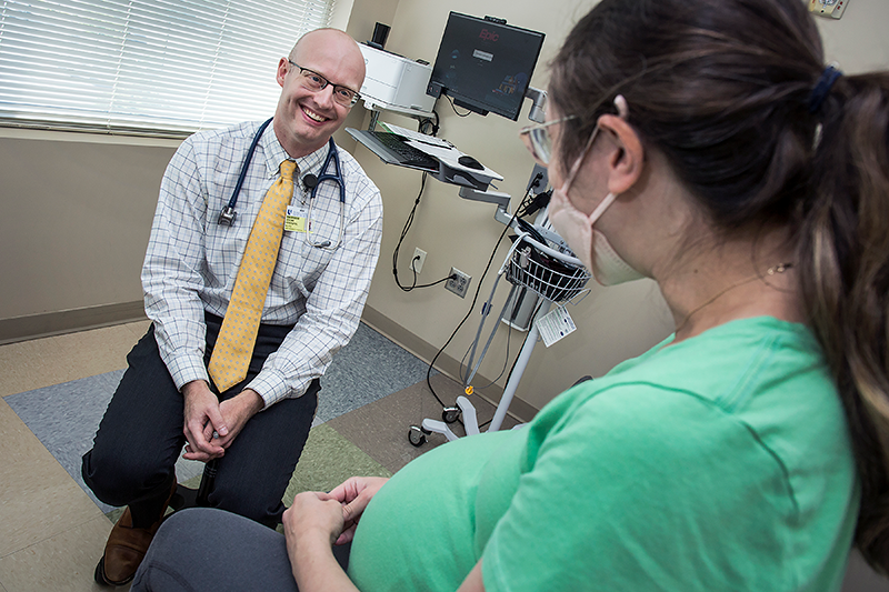 Dr. Federspiel with a pregnant patient