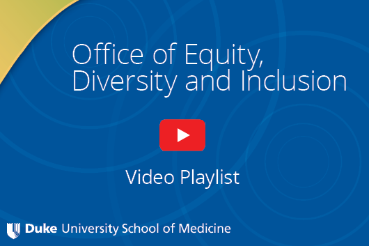 Office of Equity, Diversity and Inclusion Video Playlist over blue background