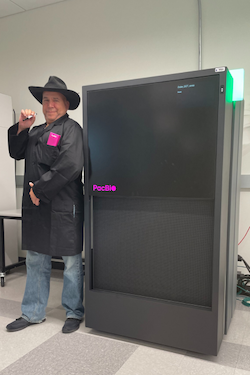 Graham Alexander poses as Doc Holliday next to the PacBio Revio sequencer