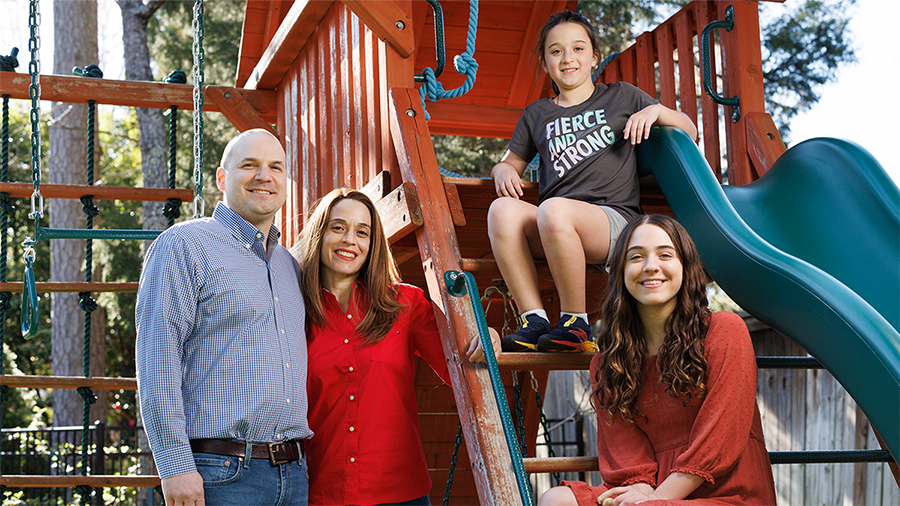 Talia Aron, MD and her family in the Back Yard of their house