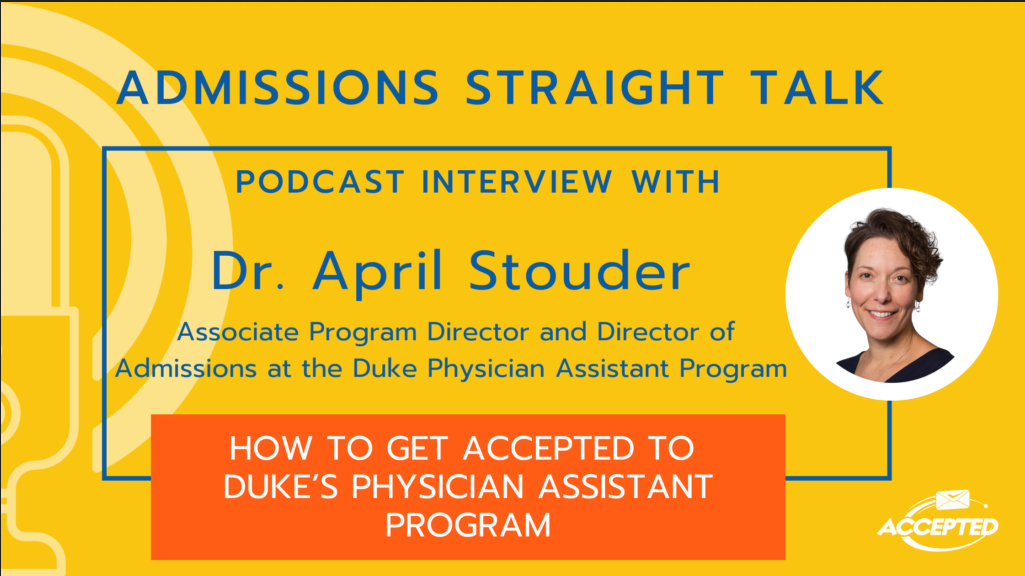 Podcast cover - Admissions Straight Talk Podcast Interview With Dr. April Stouder