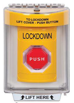 Emergency lockdown switch to lock a door in case of an armed intruder