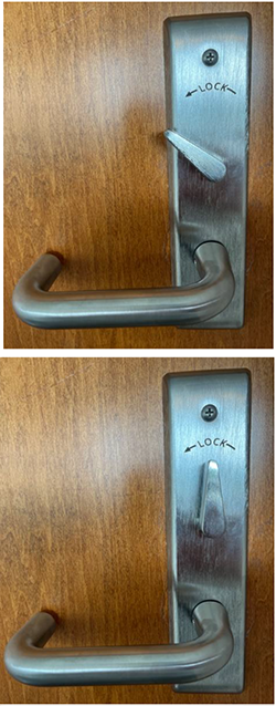 Thumb locks in the locked and unlocked position