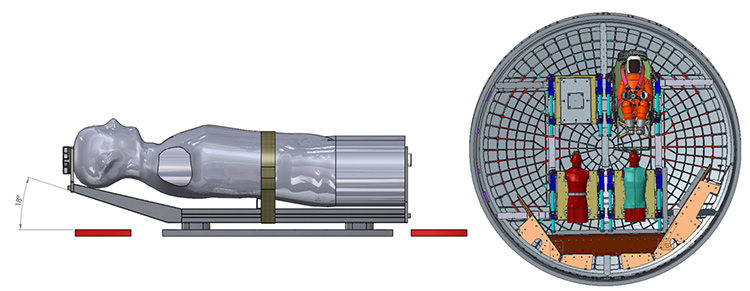 human models in space capsule