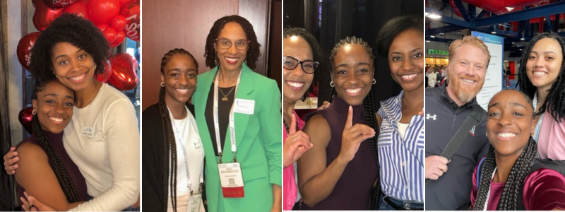 a collage of 4 photos of Cierra with colleagues at APTA's conference