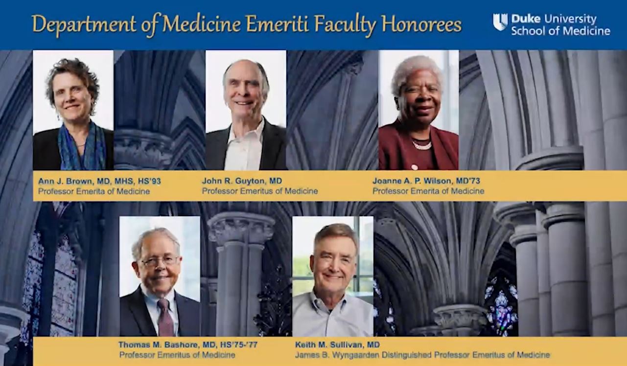 graphic with five headshots for emeriti faculty honorees