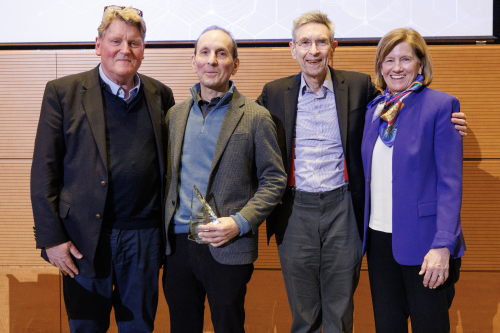 Christopher Newgard, PhD, lecturer Daniel Drucker, MD, Bob Lefkowitz, MD, and EVP and Dean Mary E. Klotman, MD