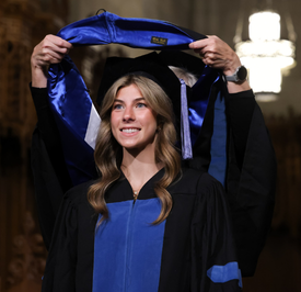 Female OTD student receives doctoral shawl