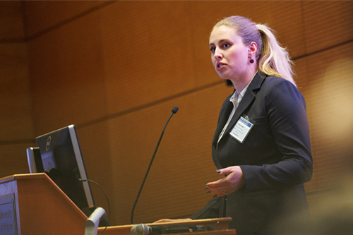 Kate Webb, PhD, speaking at the Big Ideas symposium. 