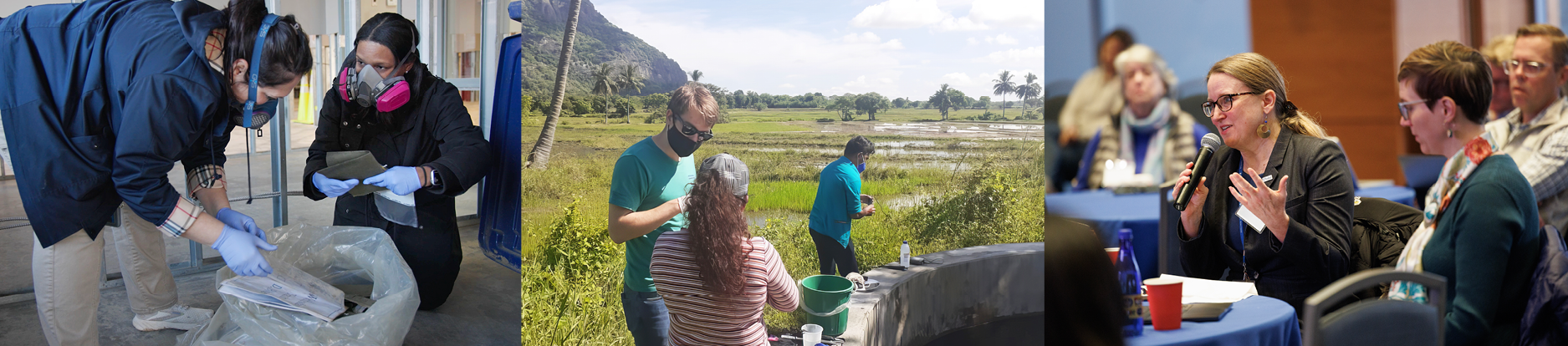 triptych of climate scientists in the field and in the classroom.