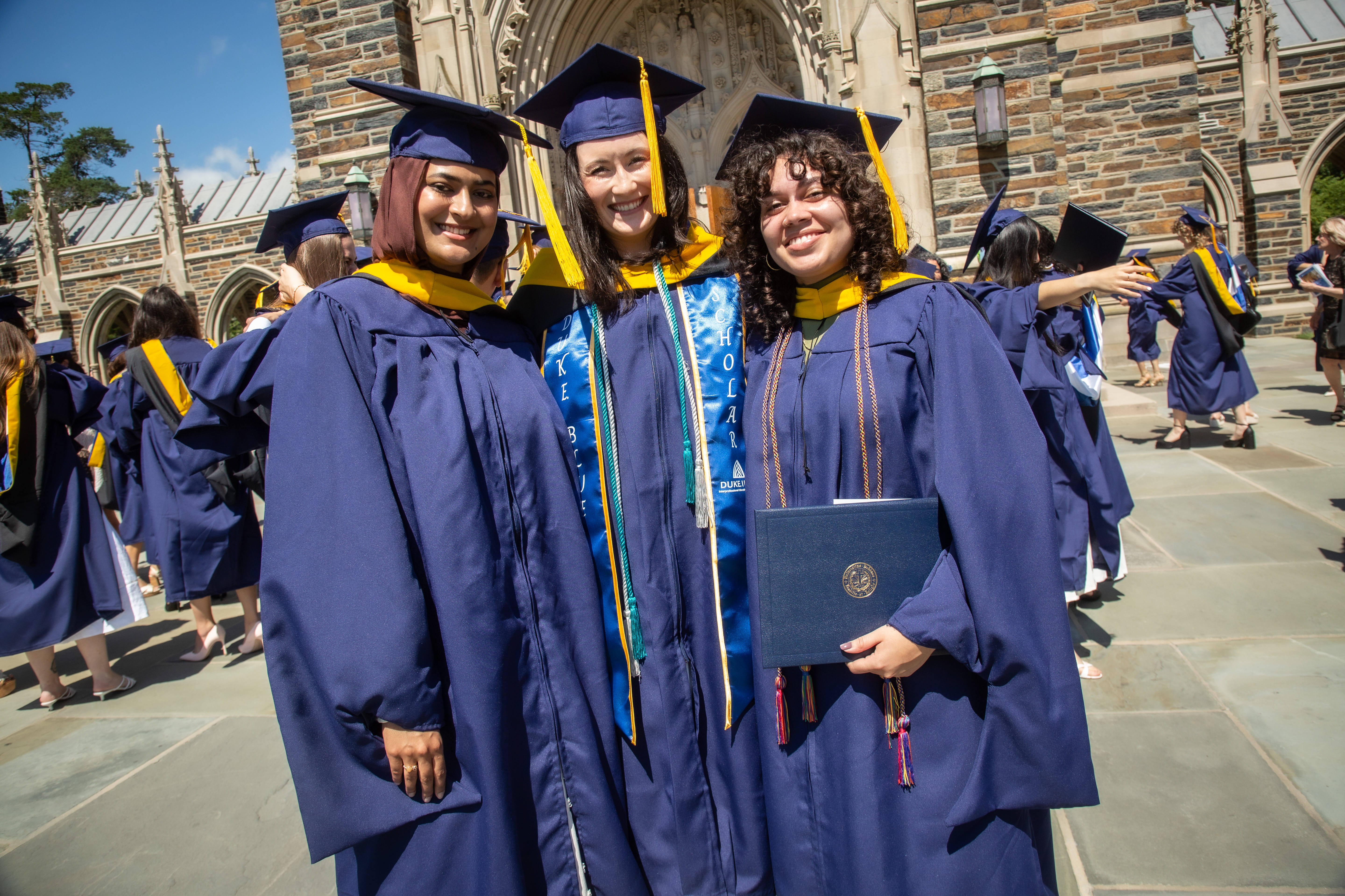PA students smiling outside of chapel
