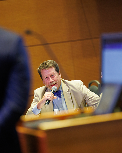 Rob Califf, answering questions during his keynote Address