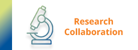 Image: Microscope icon; Text: Research collaboration