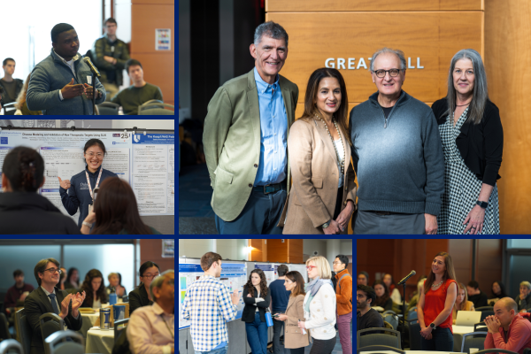 collection of images taken during the fourth annual genomics scientific retreat that include speakers and poster presentations