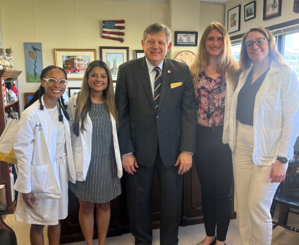 Students with Sen. Mike Woodard
