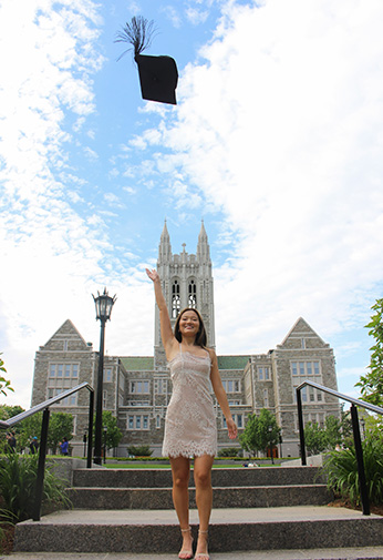 Fuka throwing grad cap