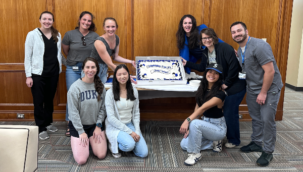 Students celebrated the iScan teams with cake