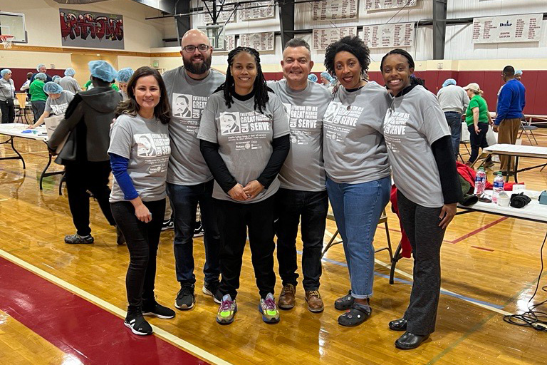 Group of six volunteers at the 2024 MLK Day of Service