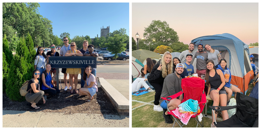 Collage of students at K-ville and campout