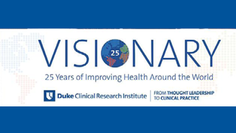 25th anniversary logo for the DCRI. VISIONARY; 25 years of improving health around the world.