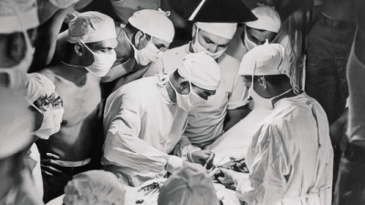 early medical students observing a surgery