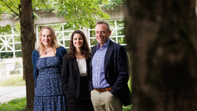 Dana Rubenstein, medical student and clinical researcher, center, Joseph McClernon, PhD, right, and Maggie Sweitzer, PhD, left