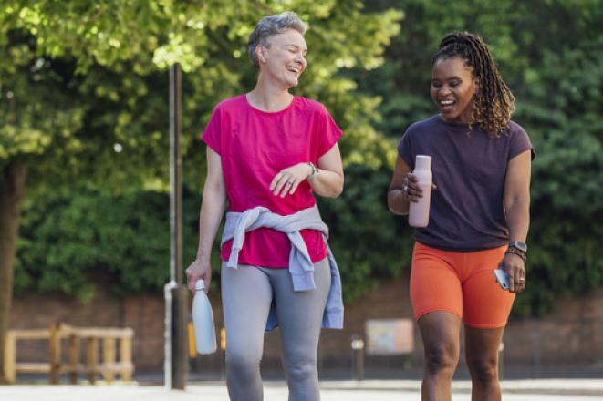 two women walking for exercise