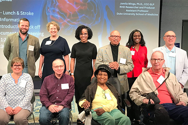 group of stroke survivors with Jamila Minga, Ph.D, CCC-SLP