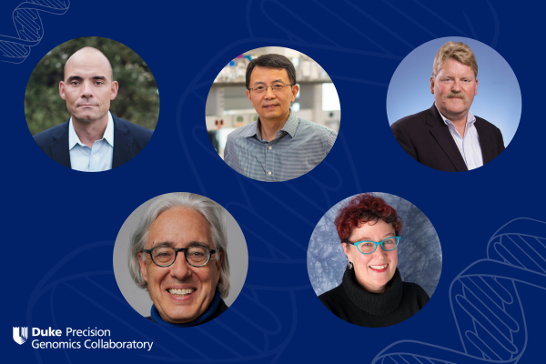 headshots of charlie gersbach, ru-rong ji, chris newgard, avshalom caspi, and terri moffitt