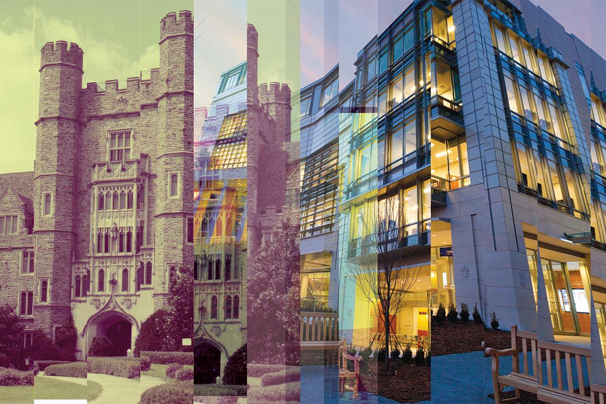 graphic collage of two buildings