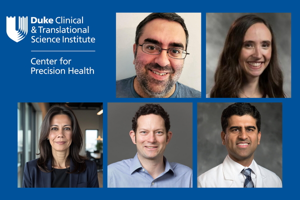 Duke Clinical and translational institute center for precision health headshots of the five grant winners
