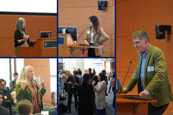 collage of photos taken from the retreat that feature people talking and gathering