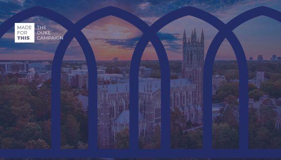 Graphic showing Duke Chapel and a series of gothic arches