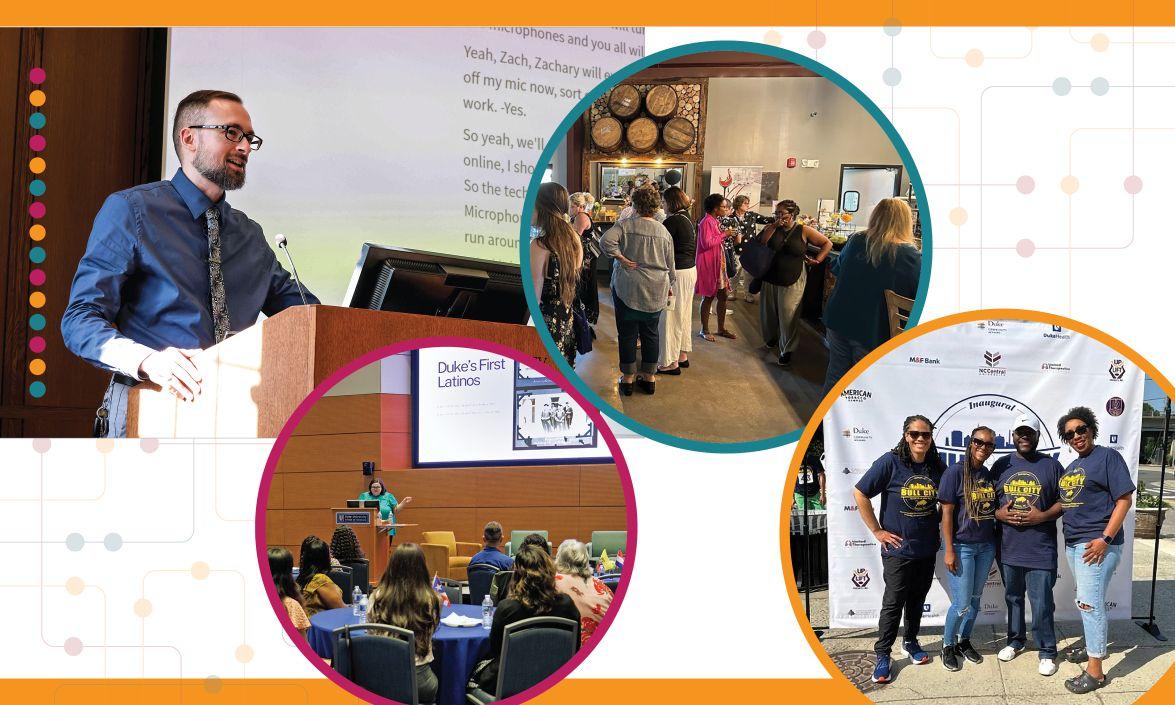 Collage of photos of faculty and staff attending events