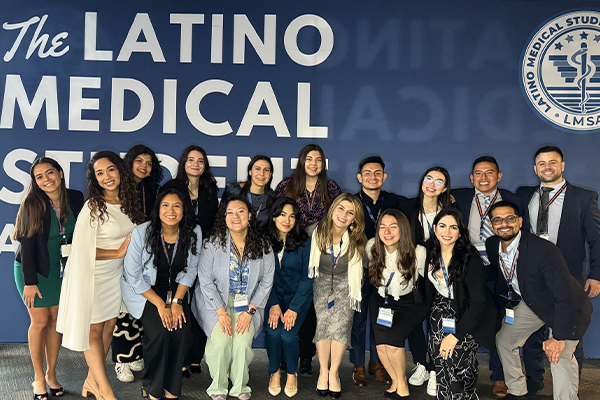 The LMSA Southeast Regional executive board included Duke School of Medicine student conference co-chairs Rebecca Zasloff (back row, far left), Kevin Bode (back row, far right), and Giussepe Yanez (back row, second from right)