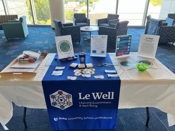 Table with the Le Well Banner and Mental Health Resources