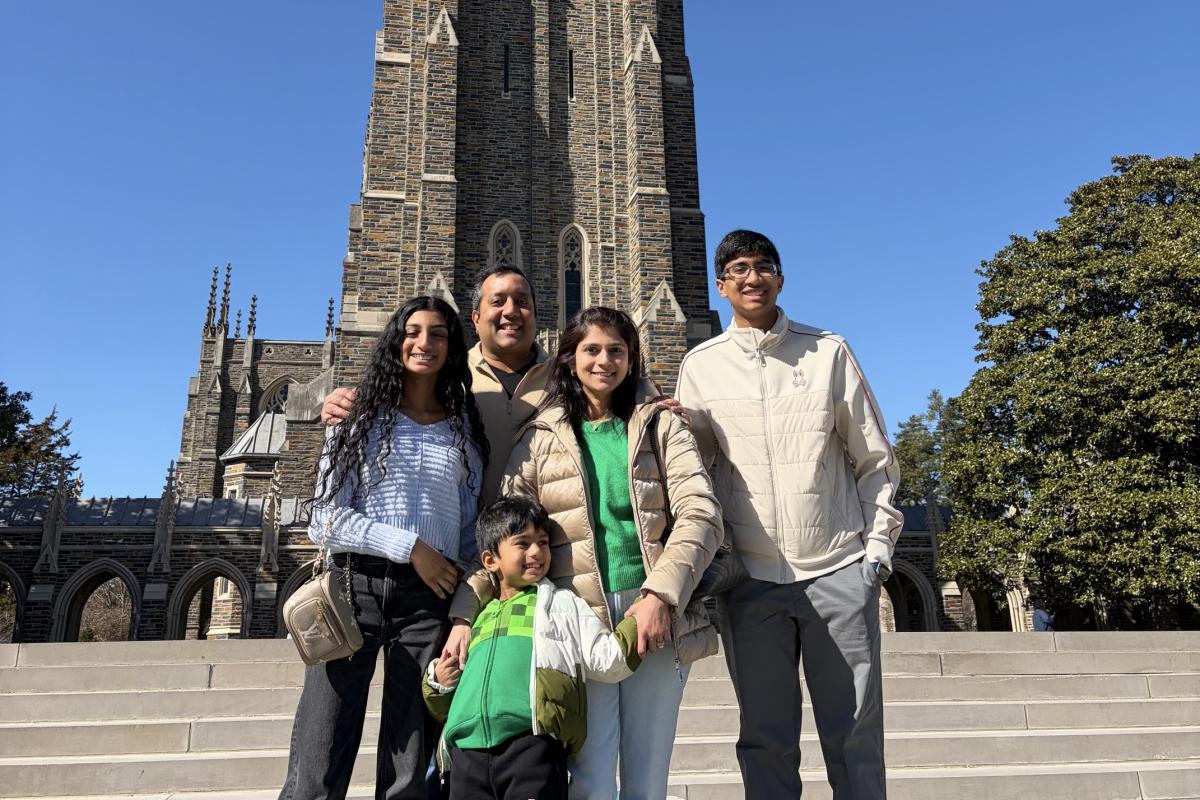 The Ramakrishnan family on the Duke campus.