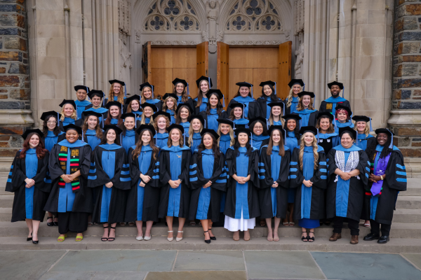 OTD class of 2026 poses for photo outside of Duke Chapel