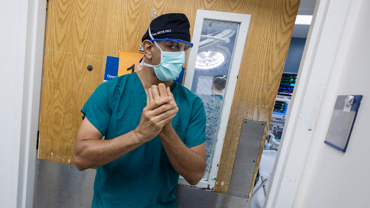Ash Patel, MD, preparing for surgery