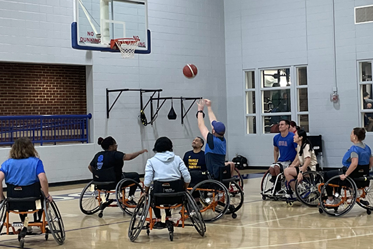 athletes playing wheelchair basketball
